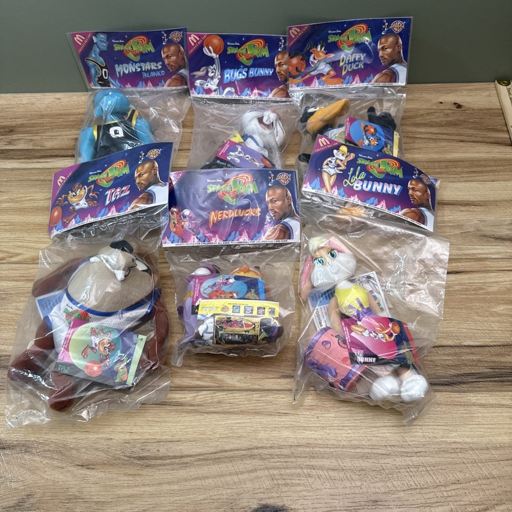 Vintage McDonald’s Space Jam 1996 Large Plush |Complete Set of 6 Sealed