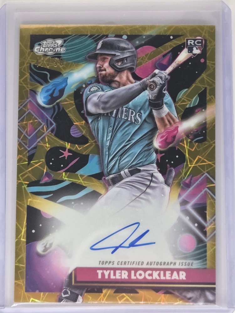 2025 Topps Cosmic Chrome Tyler Locklear Auto RC Gold Interstellar Refractor #/50