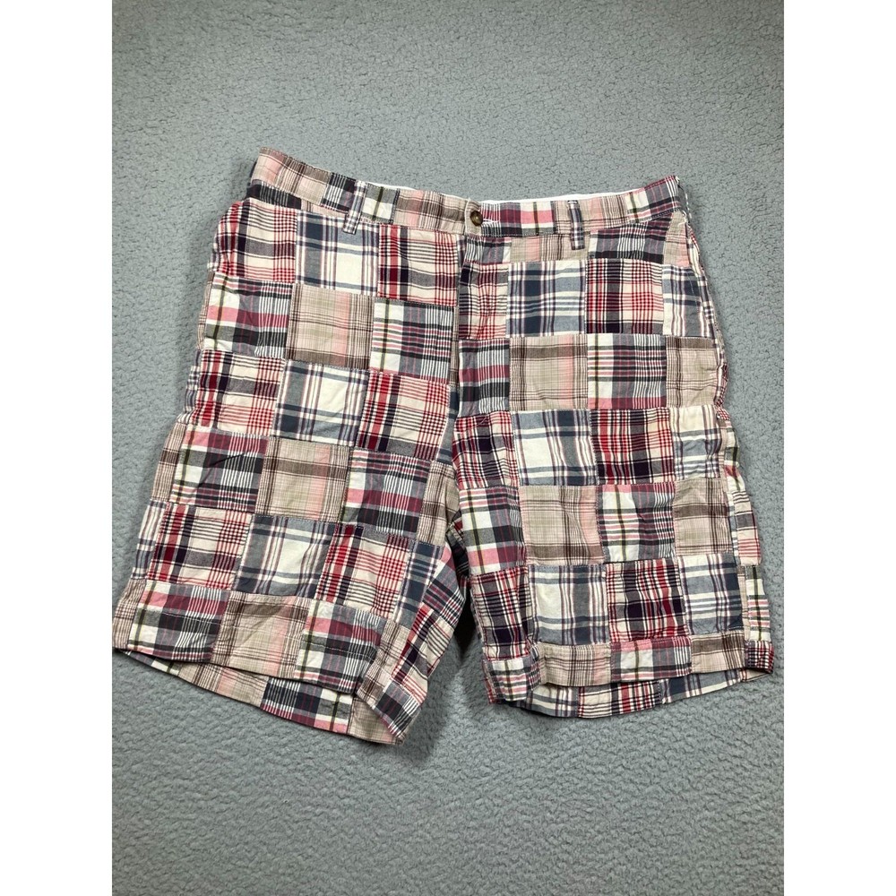Jos. A. Bank Patchwork Madras Shorts Mens 36 Multicolor Plaid Cotton Preppy