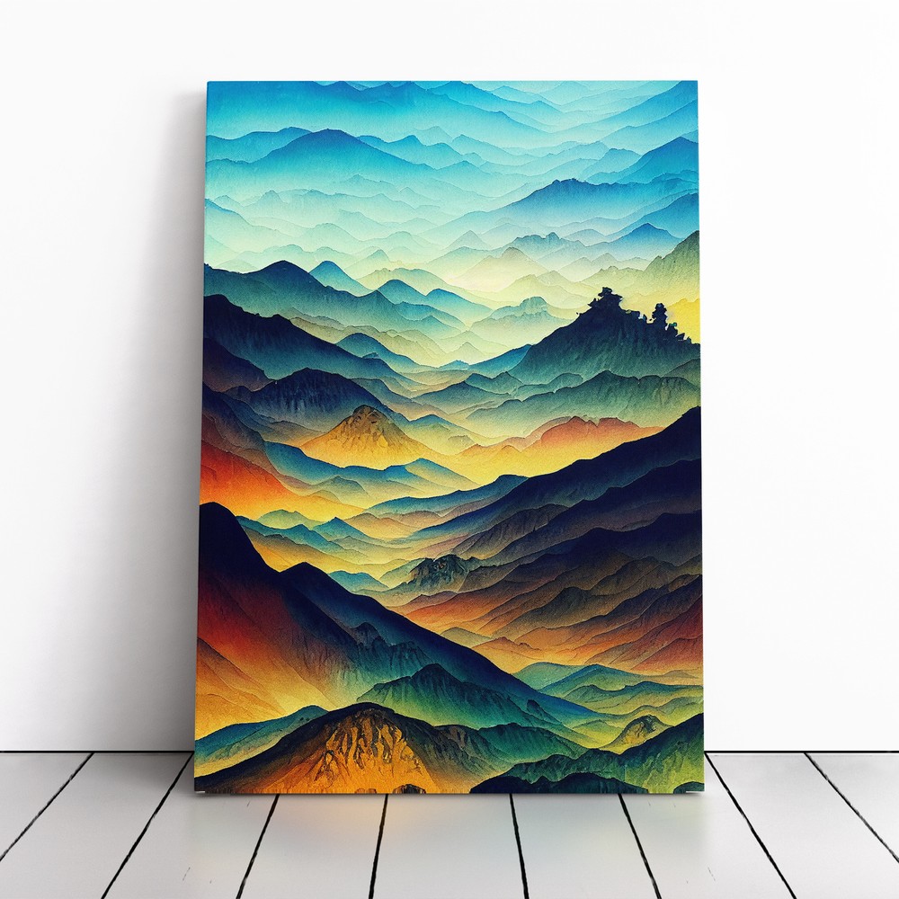 Striking Mountain Landscape No.6 Canvas Wall Art Print Framed Picture Home Decor