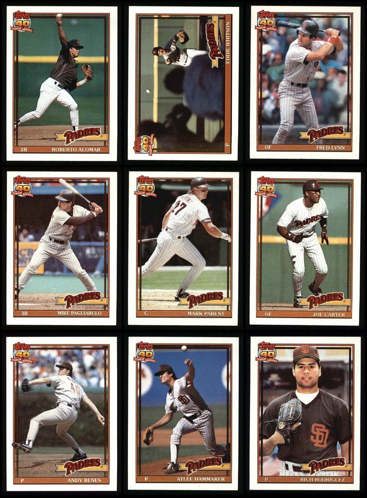 1991 Topps Padres Almost Complete Team Set 8 - NM/MT 7269954 (26 / 27 cards)
