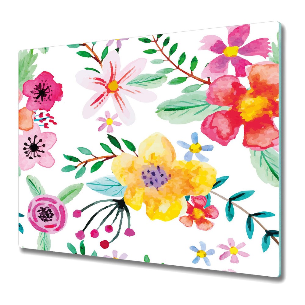 Glass Chopping Board Enchanted Garden and Floral Vibrant Flowers Print 60x52