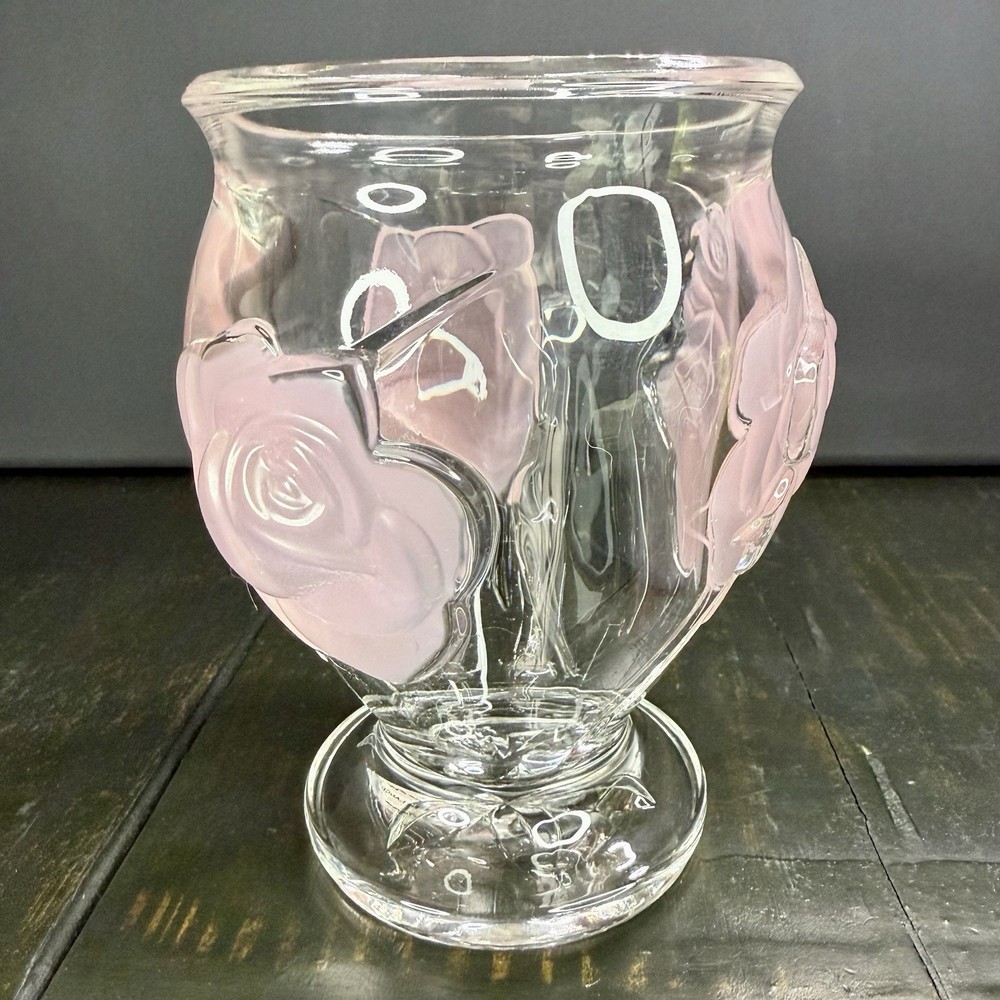 3D Frosted Pink Rose Footed 6