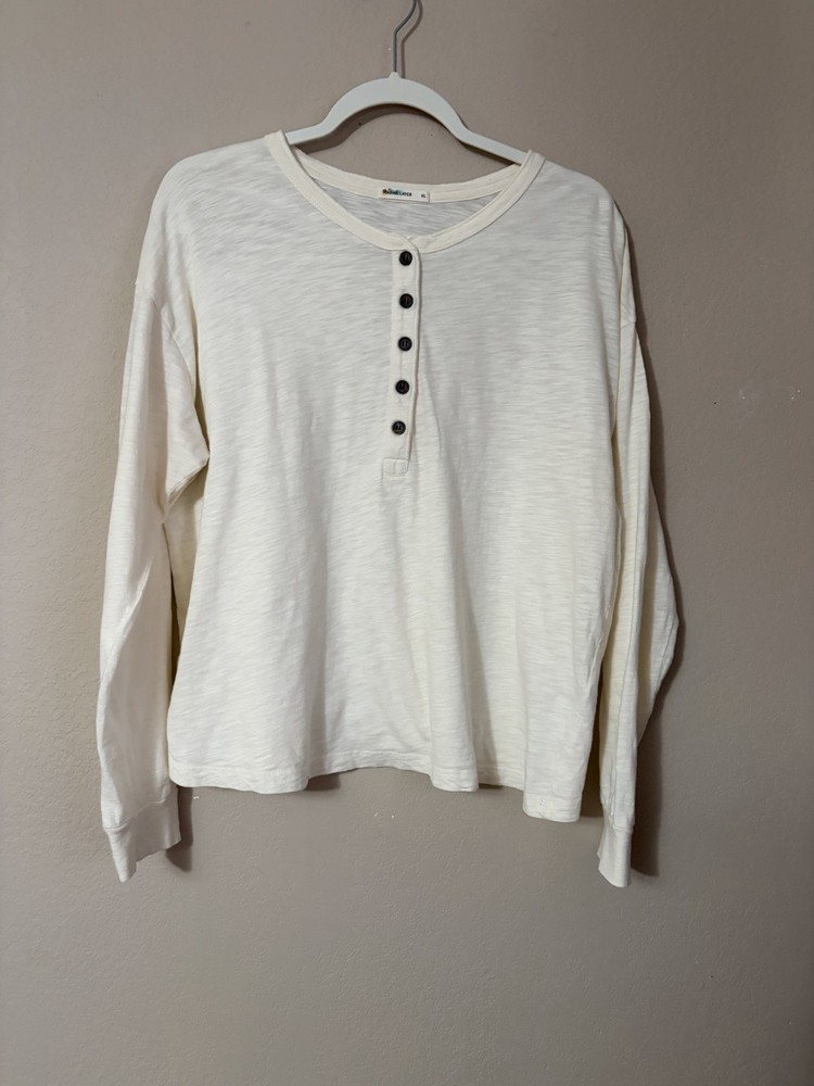 Marine Layer Women’s XL Cream Slub Cotton Long Sleeve Henley