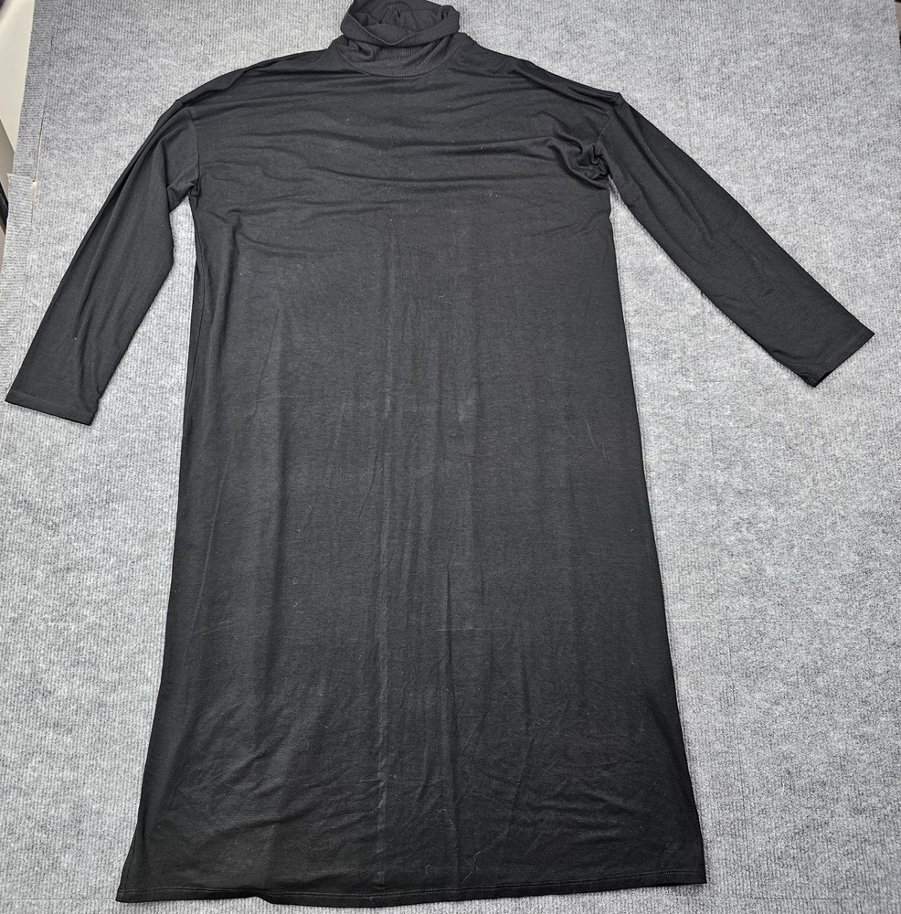 J Jill Wearever Collection Dress Womens Large Black Mock Neck Midi Minimalist