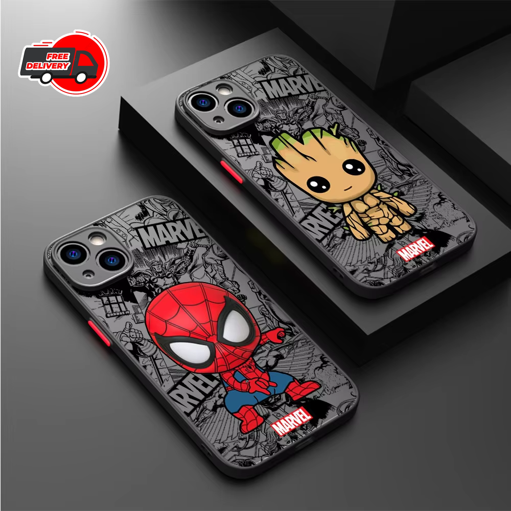 Cartoon Hero Shockproof Clear Case for iPhone 15 14 13 12 11 X XR SE 7 8 Plus