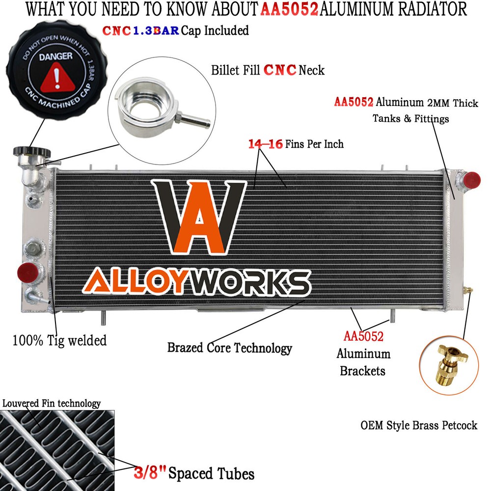 Aluminum Radiator For 1991-2001 Jeep Cherokee XJ/Comanche 2.5L 4.0L AT