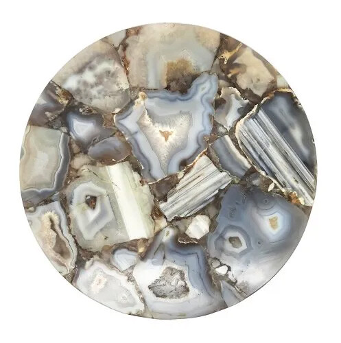 15x15 Natural Gray Agate Lift Top Round Coffee Table Handcrafted Decor