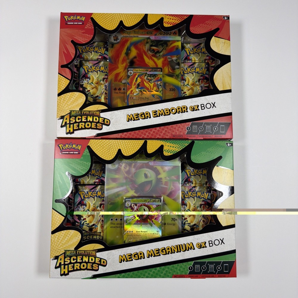 2 Pack Pokemon Ascended Heroes Mega Emboar & Mega Meganium ex Box Sealed