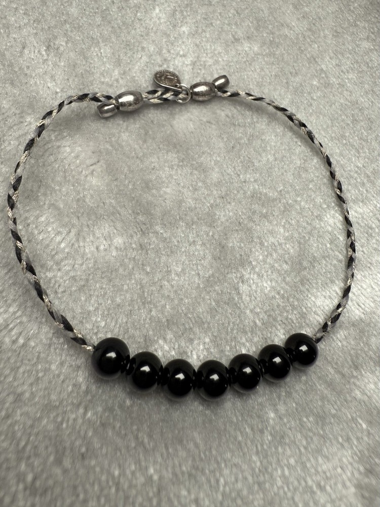 Alex & Ani Precious Threads Sterling Silver & Onyx Adjustable Bracelet 🖤