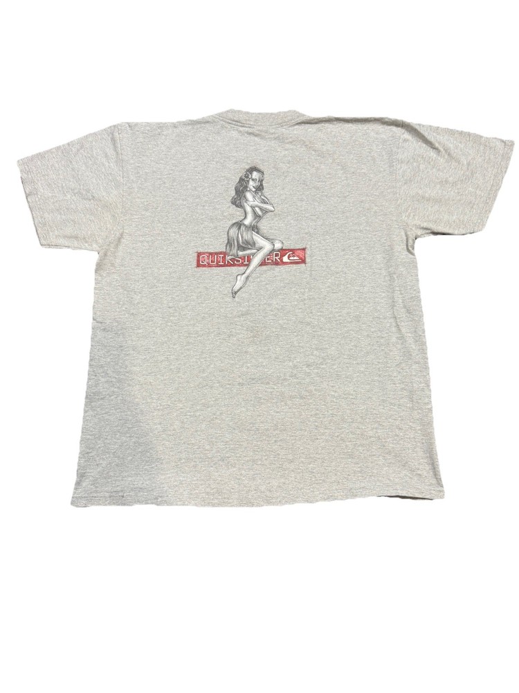 Vintage Quiksilver Hula/Bikini Girl Graphic Surf Hawai’i T-Shirt USA Size L READ