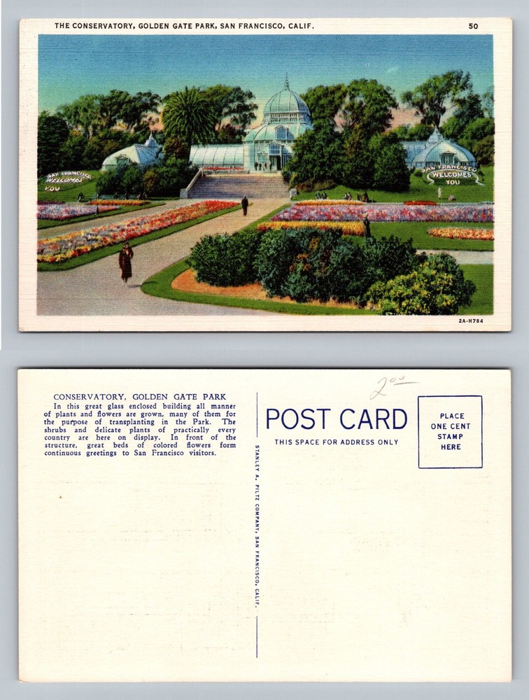 San Francisco, CA-California, Conservatory Golden Gate Gardens Vintage Postcard