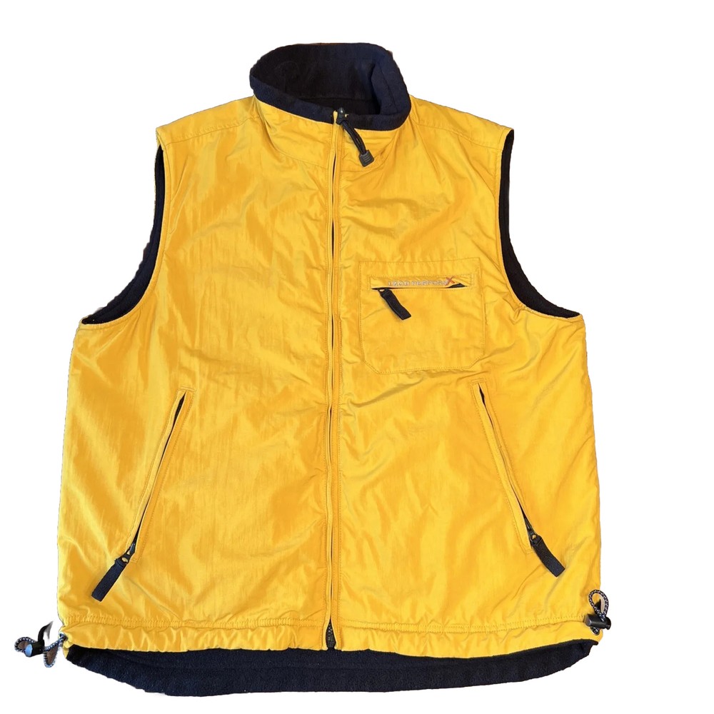 IZOD PERFORMX Mens Black Yellow Reversible Zip Vest Size L EX Cond