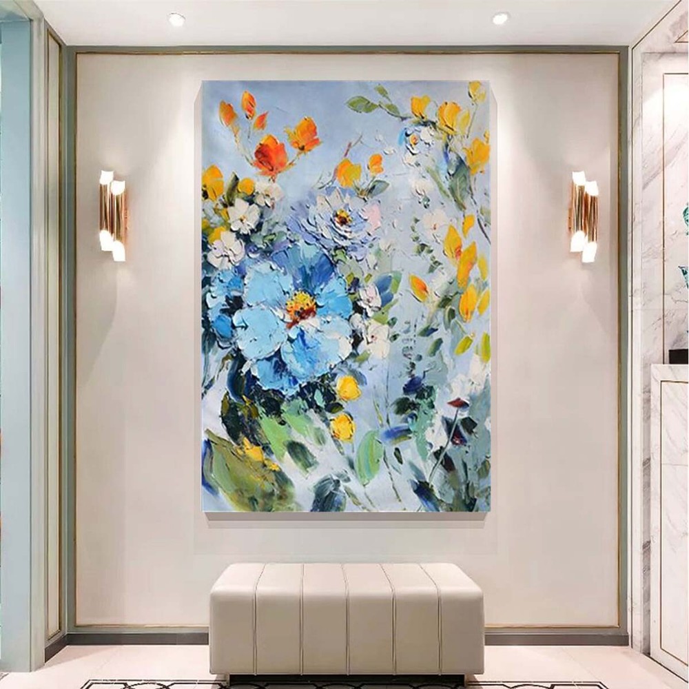 Pure Handmade Oil Painting Abstract Flower Wall Art Decor Mural Room Aesthetics