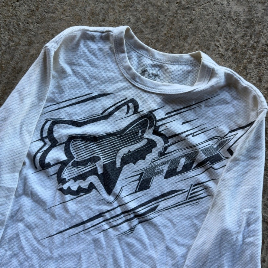 Vintage Y2K Fox Racing Thermal Long Sleeve Shirt Graphic Grunge Mens Small