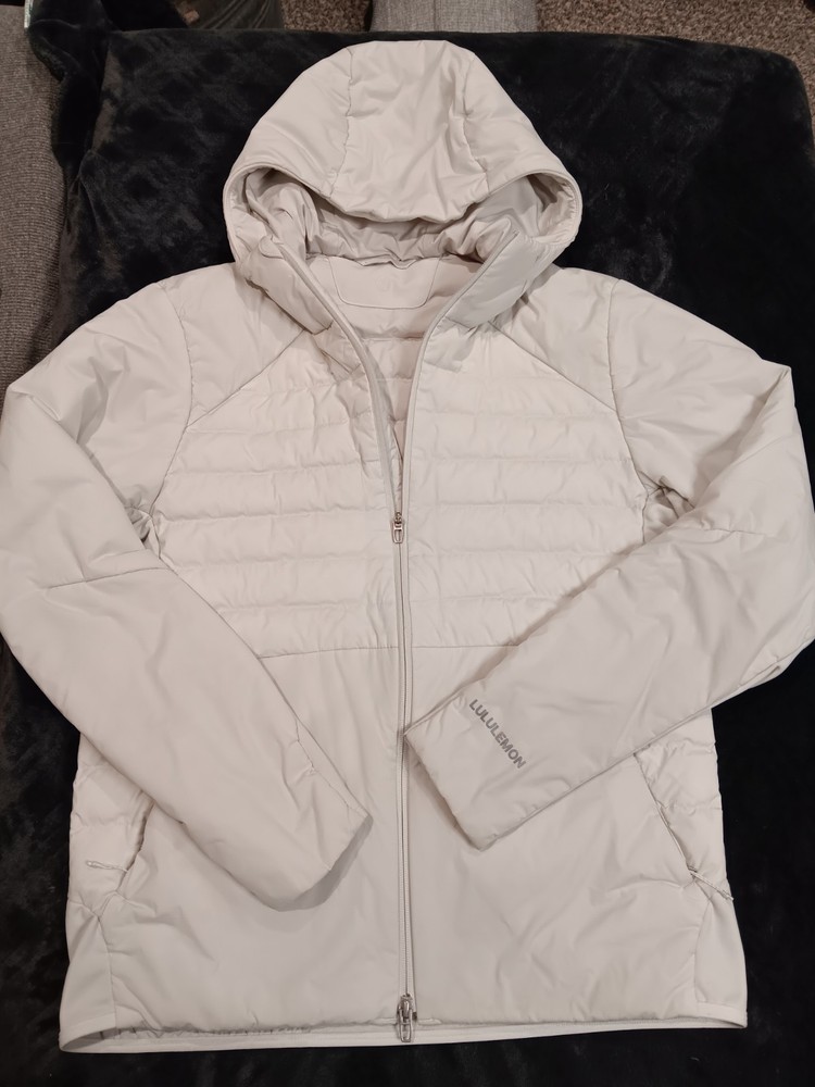 Lululemon Down For It All Full Zip Hooded Jacket Coat In Cream