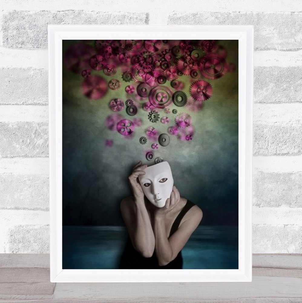 Personality Part 2 Mask Creative Edit Cogs Cogwheel Pink Wall Art Print