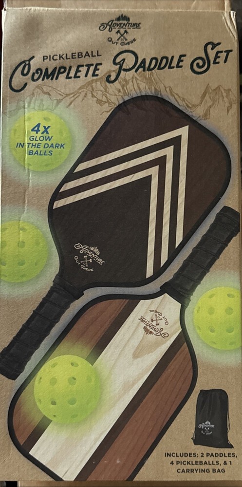 Pickle ball complete paddle set adventure 2 paddles 4 Ball for glow in the Dark