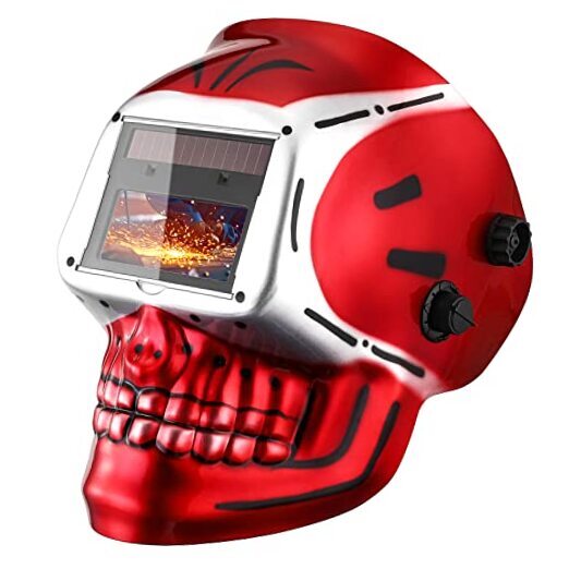 DEKORPO Welding Helmet Auto Darkening: True Color Solar Skull Design True Color