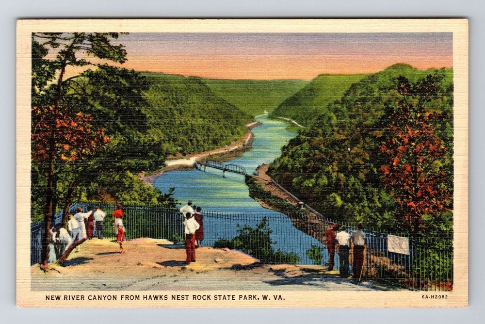 Hawks Nest Rock State Park WV-West Virginia, River Canyon, Vintage Postcard