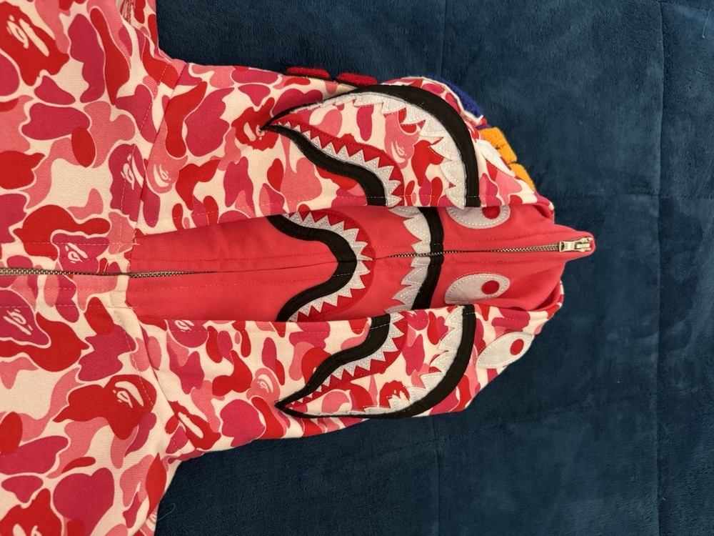 Bape Pink Camo Double Shark Hoodie Zip Up