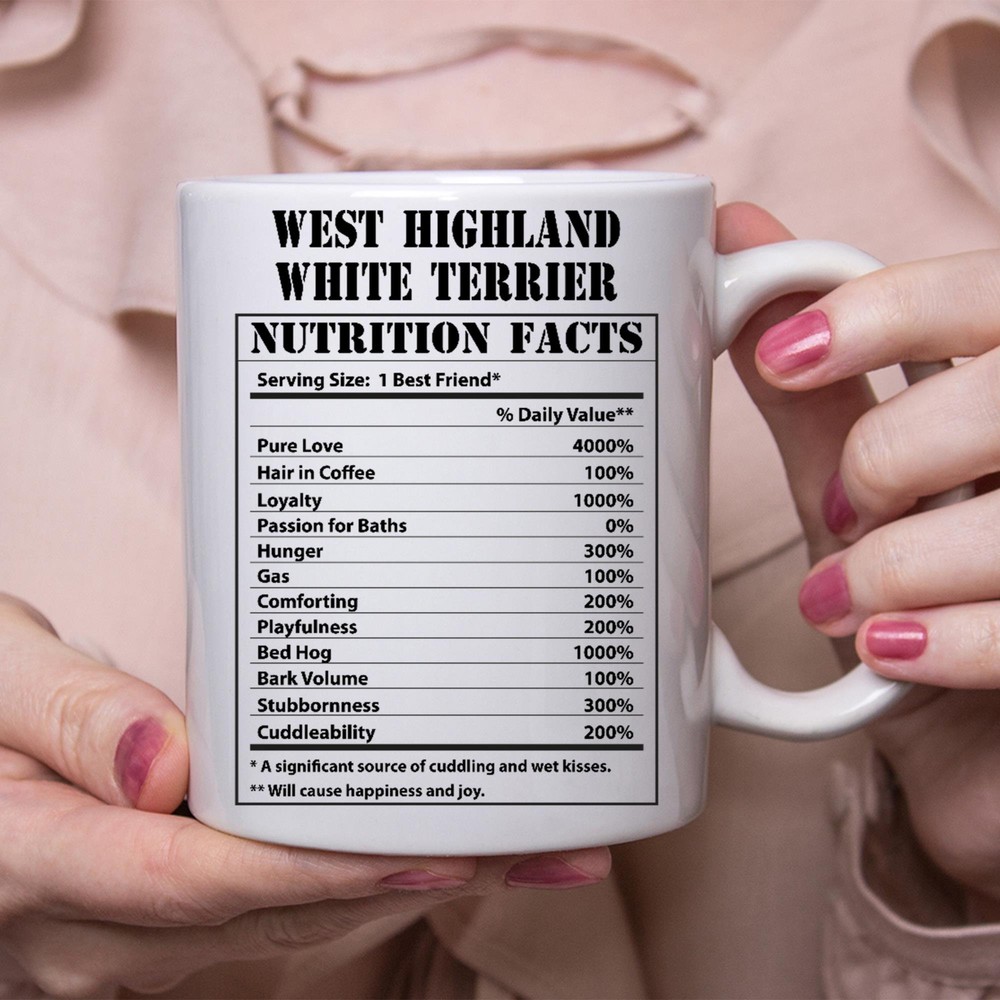 Funny Westie Gifts Nutritional Facts Coffee Mug for Dog Lovers
