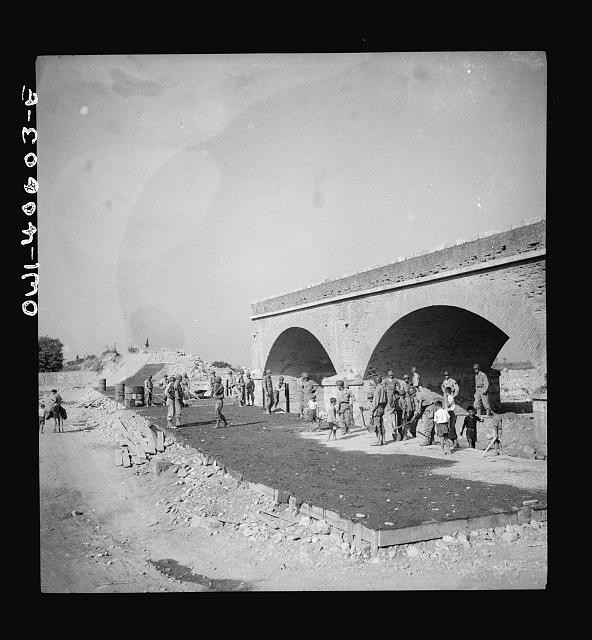 Sicily Italy 1943 Allied Engineers Repair Bridge After German Retreat