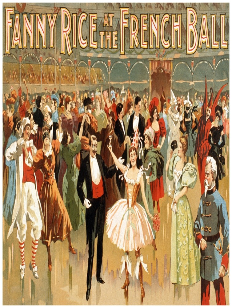 9881.Fanny rice at the french Ball.costumed people.POSTER.home decor graphic art