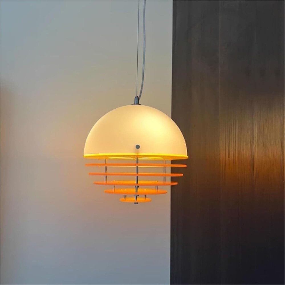 Chinese Retro Hanging Lamp, Sunset Orange Pendant Light for Dining Room, Bar