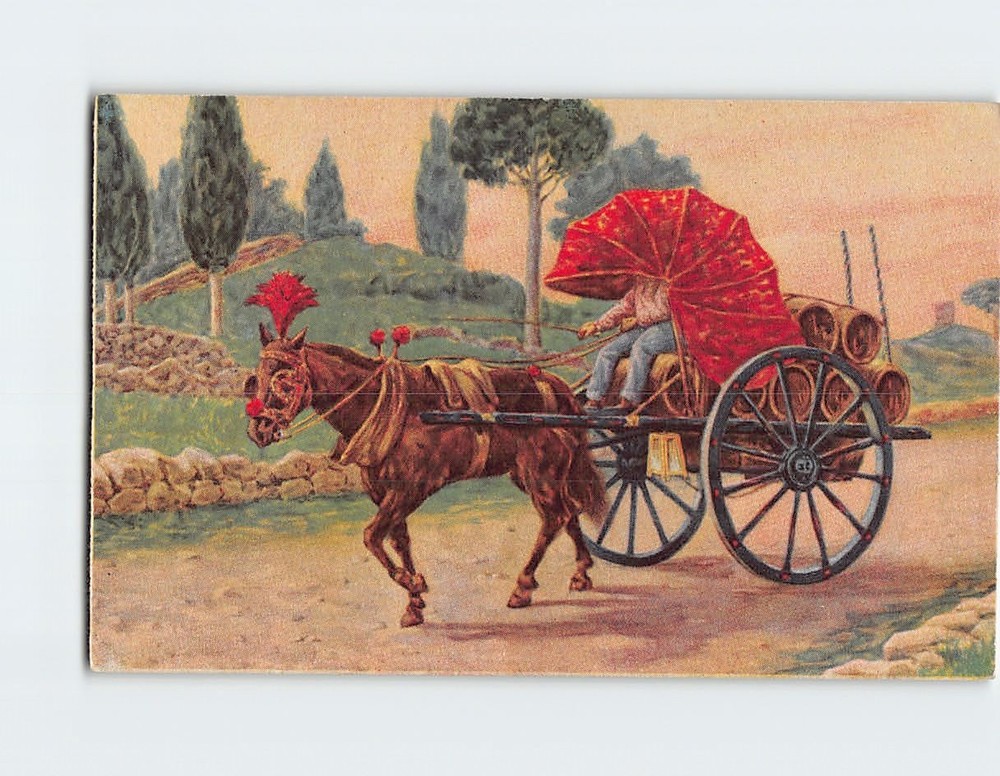 Postcard Carro da Vino Rome Italy