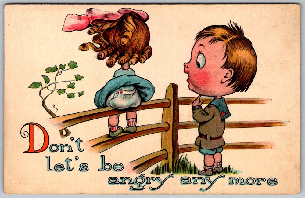 Antique Postcard Children Cartoon Illustration 1910s