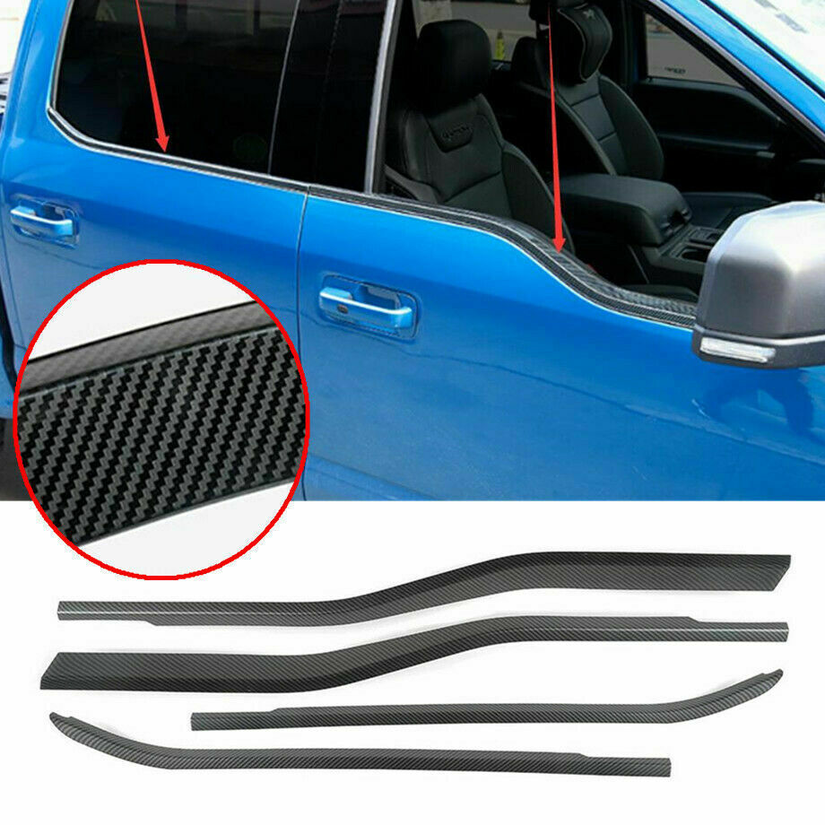 ABS Carbon Fiber Window Bottom Sill Trim Decor Strips For Ford F150 2021-2022