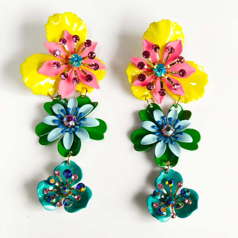 New Zara Flower Drop Statement Earrings Gift Fashion Women Party Holiday Jewelry