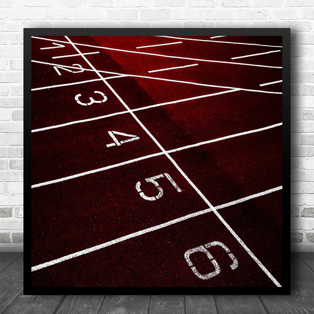 Abstract Athletics Numbers Lines Red White Track Tracks Lane Wall Art Print