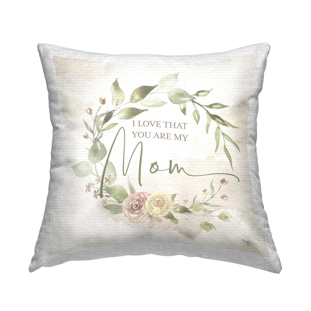 Thoughtful Off-White Outdoor Mother's Day Pillow 18x18 with Appreciative Phrase