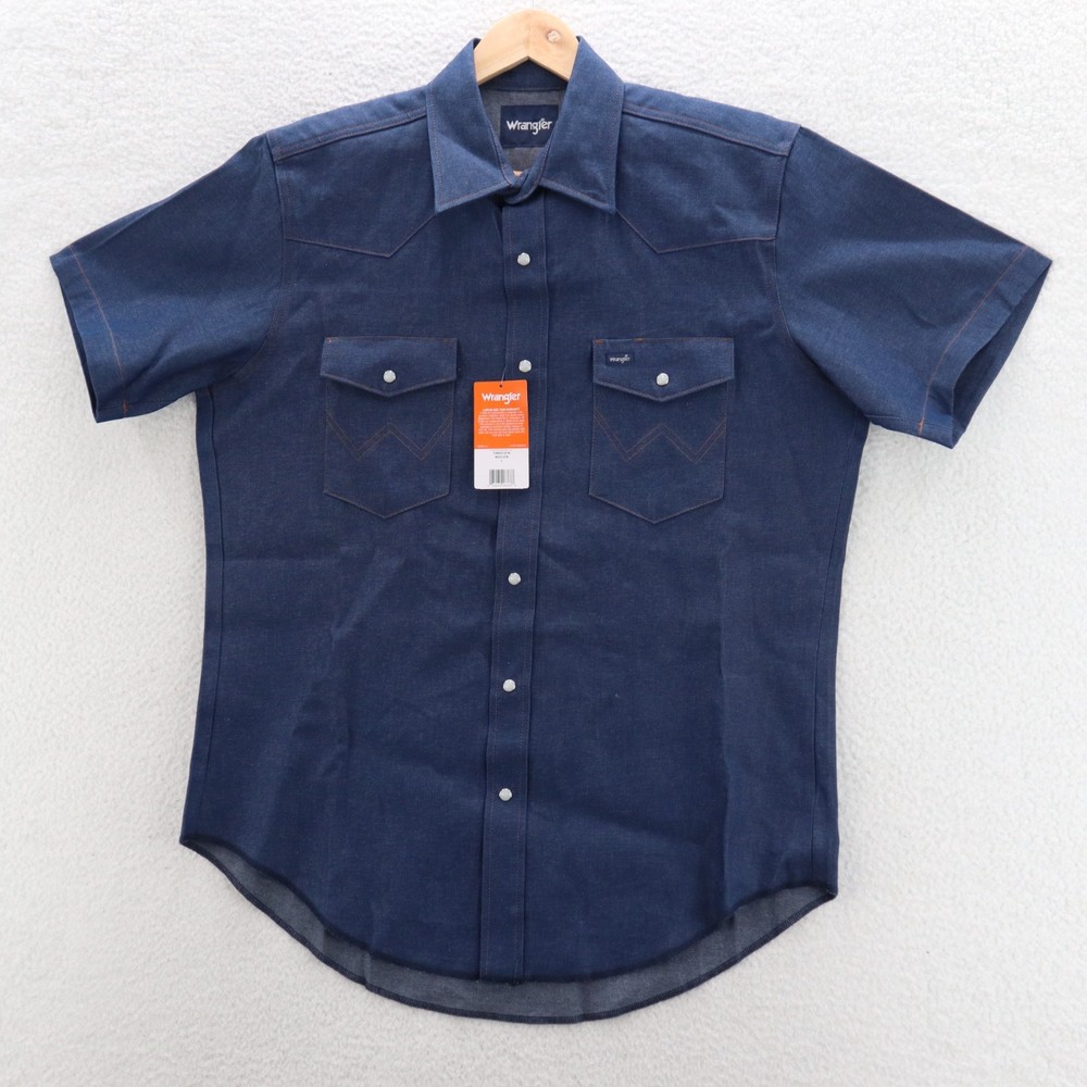 Wrangler Shirt Mens L Blue Denim Cowboy Cut Pearl Snap Work Yoke Western Ranch