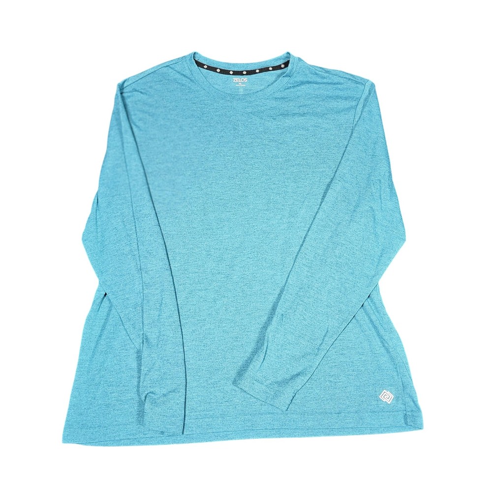 Zelos Shirt Mens Extra Large Blue Teal Long Sleeve Crewneck Performance Athletic