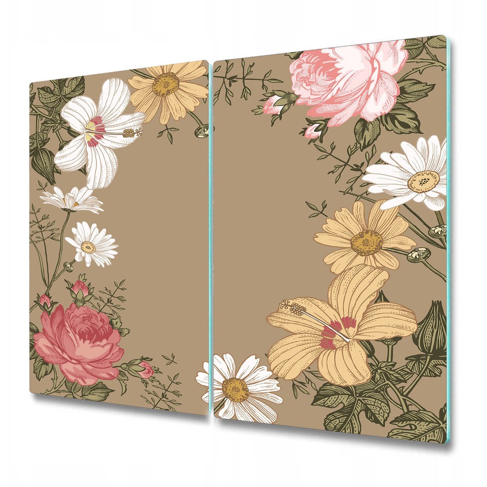 Tempered Glass Chopping Cutting Board Rural field beige and Colourful 2x30x52