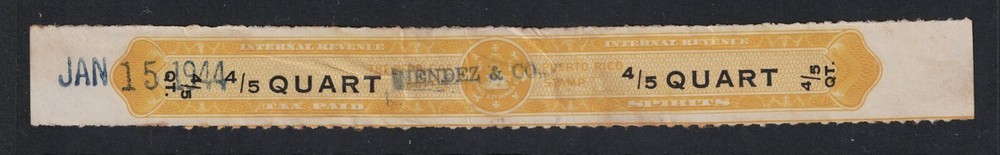 Puerto Rico 1944 Liquor Stamp Used - S23061