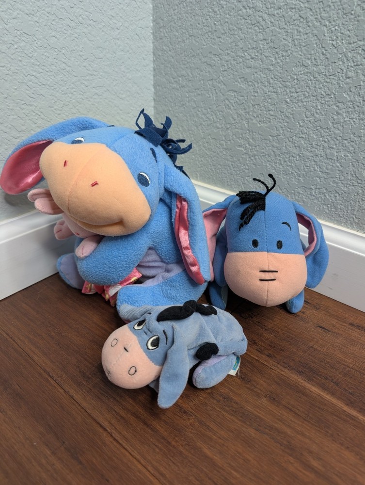 Eeyore Plush Stuffed Animal Toy Set of 3 Walt Disney Winnie The Pooh Friends
