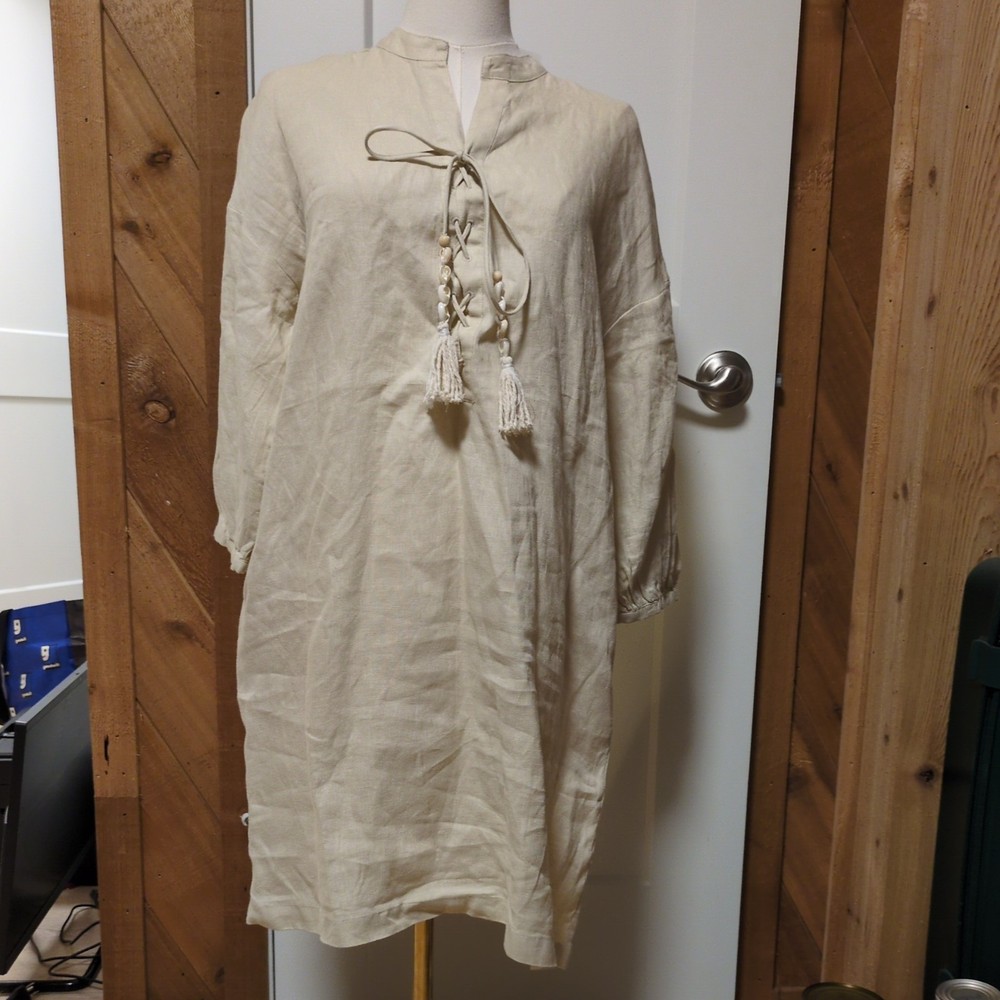 Magaschoni Linen Dress Size Small Beige