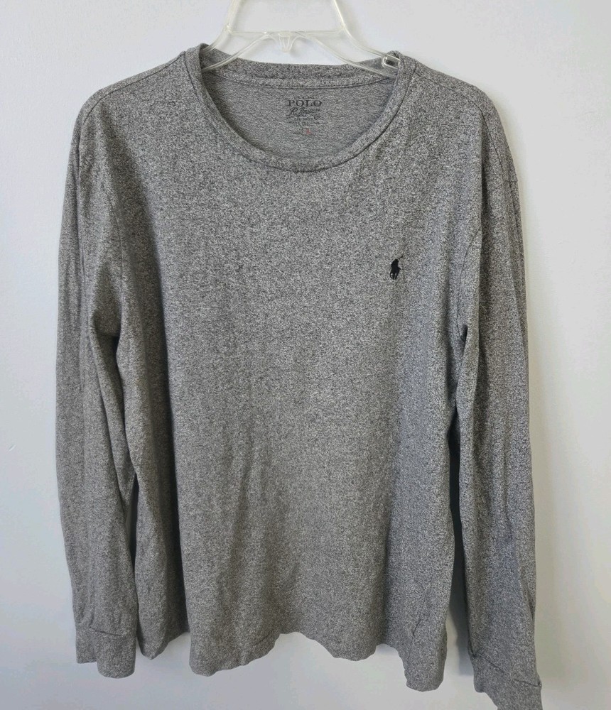 Polo Ralph Lauren Men’s Large Gray Heather Long Sleeve Crewneck T Shirt Pony...