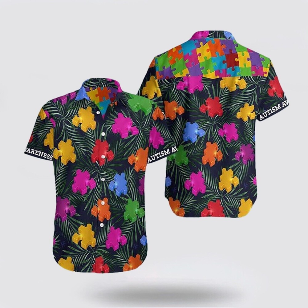 Autism Awareness Tropical Pattern 3D HAWAII SHIRT All Over Print Best Price