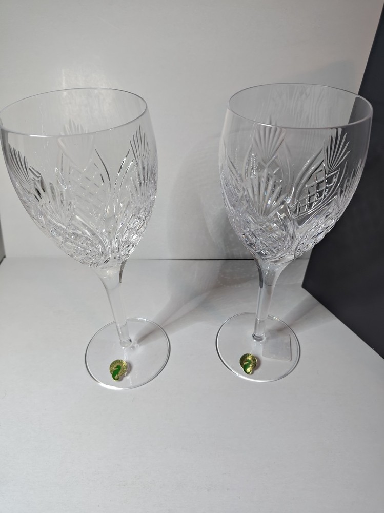 Waterford Crystal Wine Glasses Set of 2 Clear Cut Crystal Open Box Unused