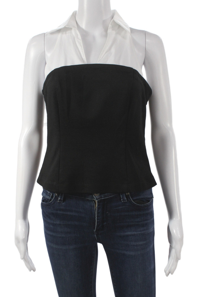 Drew Women Collared Camisole Blouse Black Viscose Zip Sleeveless Size SFree Shipping in US $100+ Orders | $6.95 Orders Below