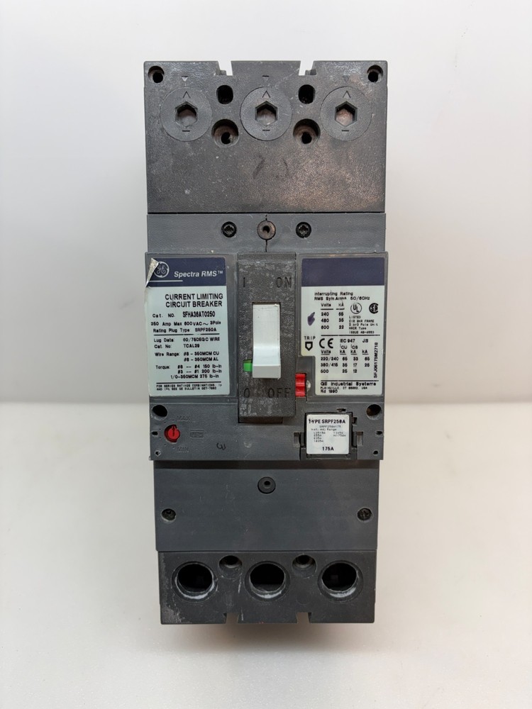 GE SFHA36AT0250 600VAC 250A 3P Current Limiting Circuit Breaker Free Shipping