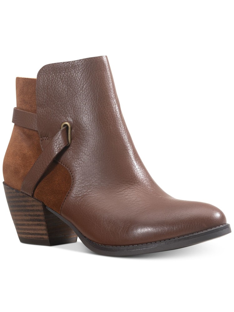 AMERICAN RAG Womens Brown Ashlyn Round Toe Block Heel Leather Booties 9 M