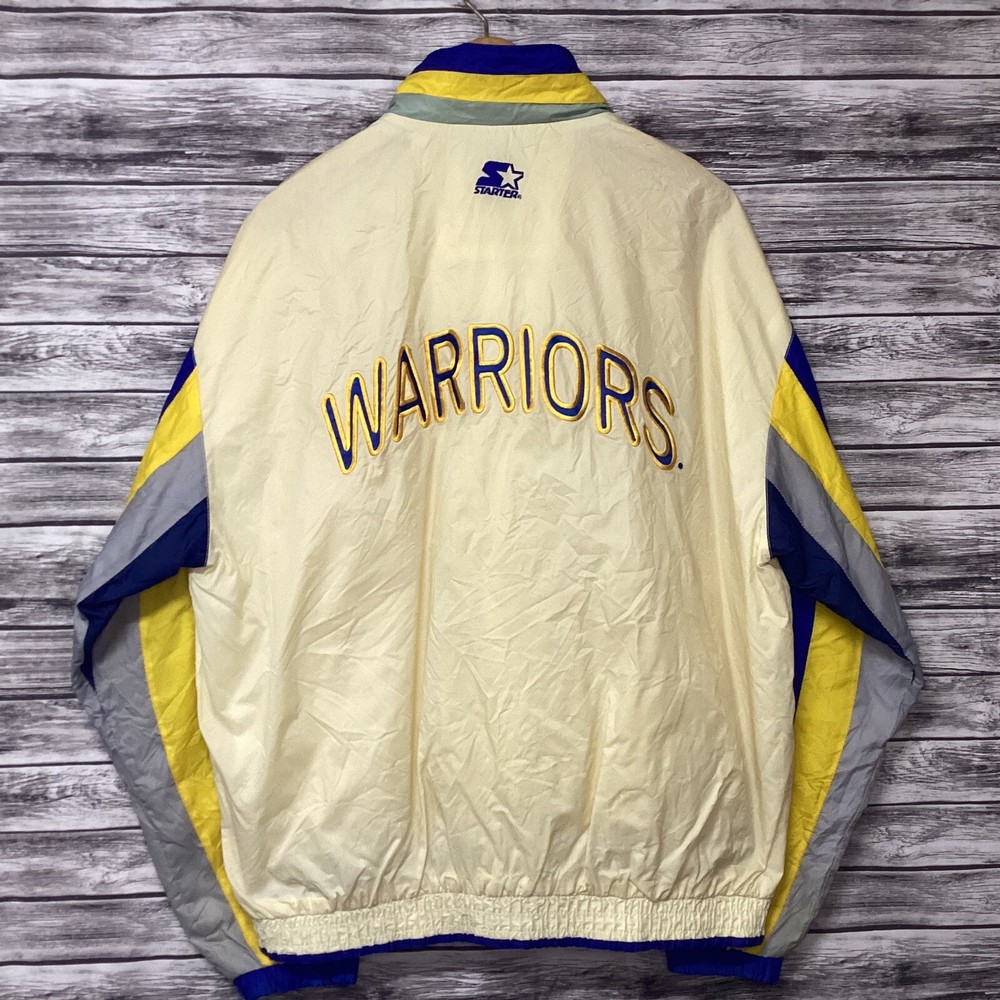 Vintage Golden State Warriors Jacket Mens XL White STARTER Windbreaker NBA 90s
