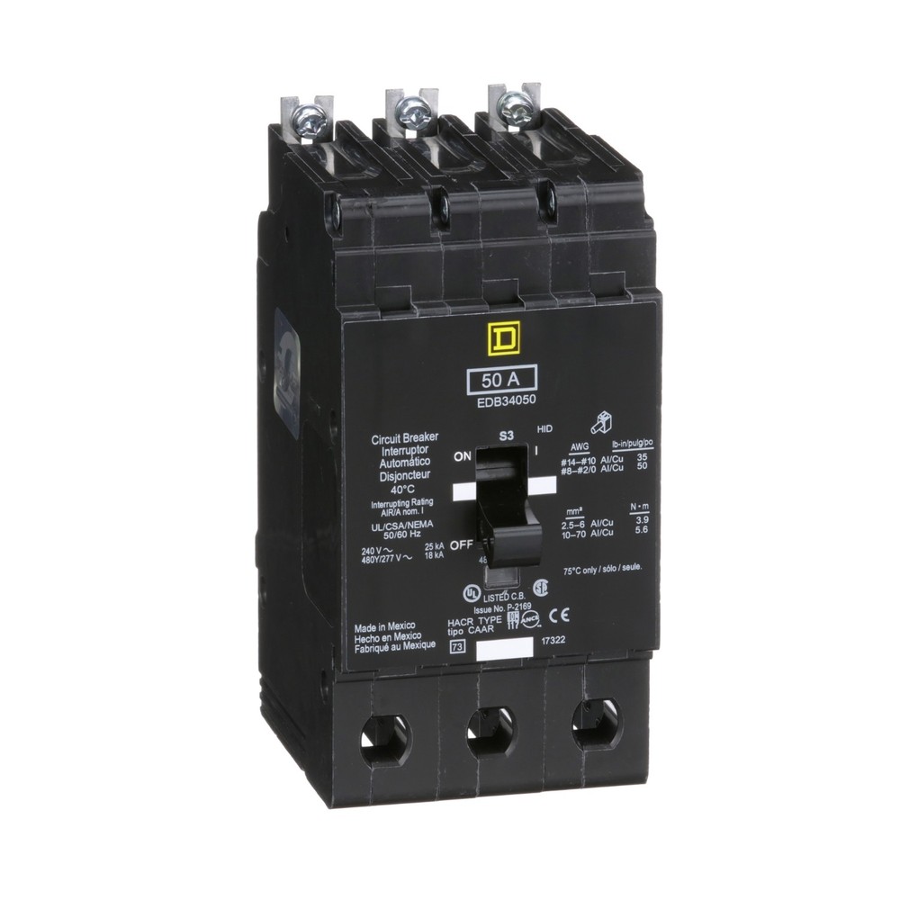 Square D EDB34050 - Mini Curcuit Breaker 50A 3P 25kA - MCB