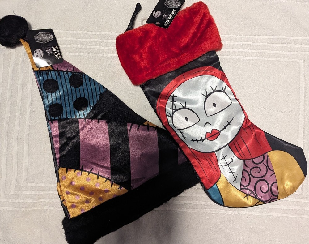 NWT Nightmare Before Christmas Sally 16 Inch Stocking with Santa Hat
